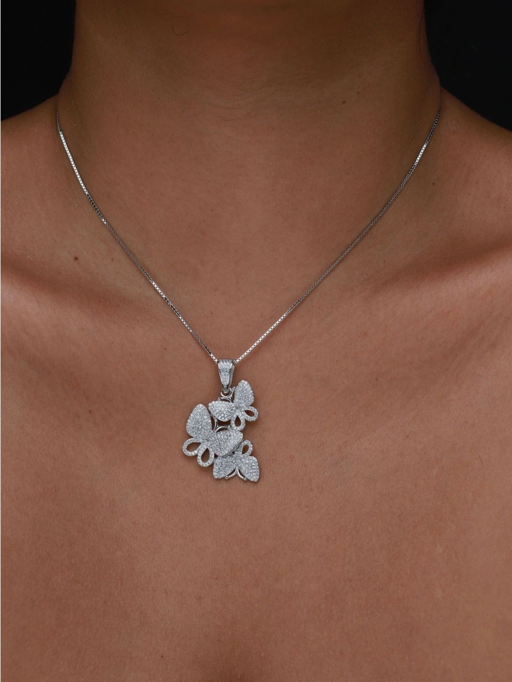 Sterling Silver Floral Pendant Necklace - Silver 20inch
